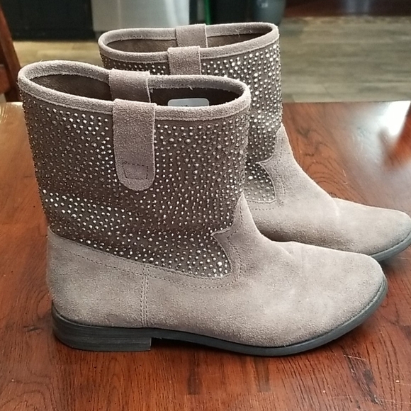 🐒NAUGHTY Monkey Sparkly Suede Boots Sz 6 - Picture 1 of 6
